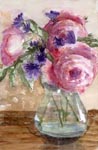 still life, flowers, bouquet, rose, vase, color, plant, original watercolor painting, gabetta